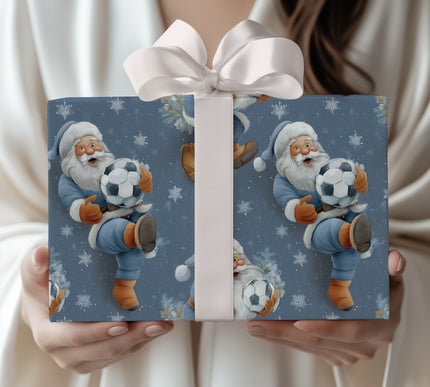Goalbound Kris - Soccer Santa Pattern Wrapping Paper