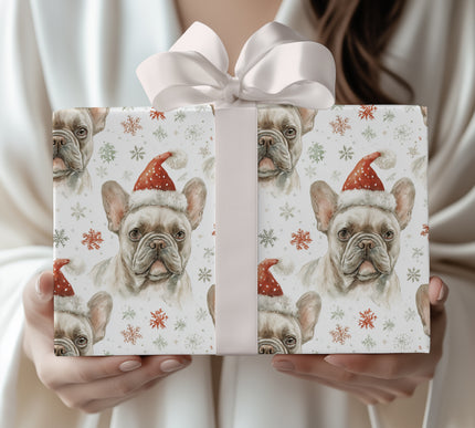 Santa Paws Frenchie - Adorable French Bulldog Christmas Gift Wrap