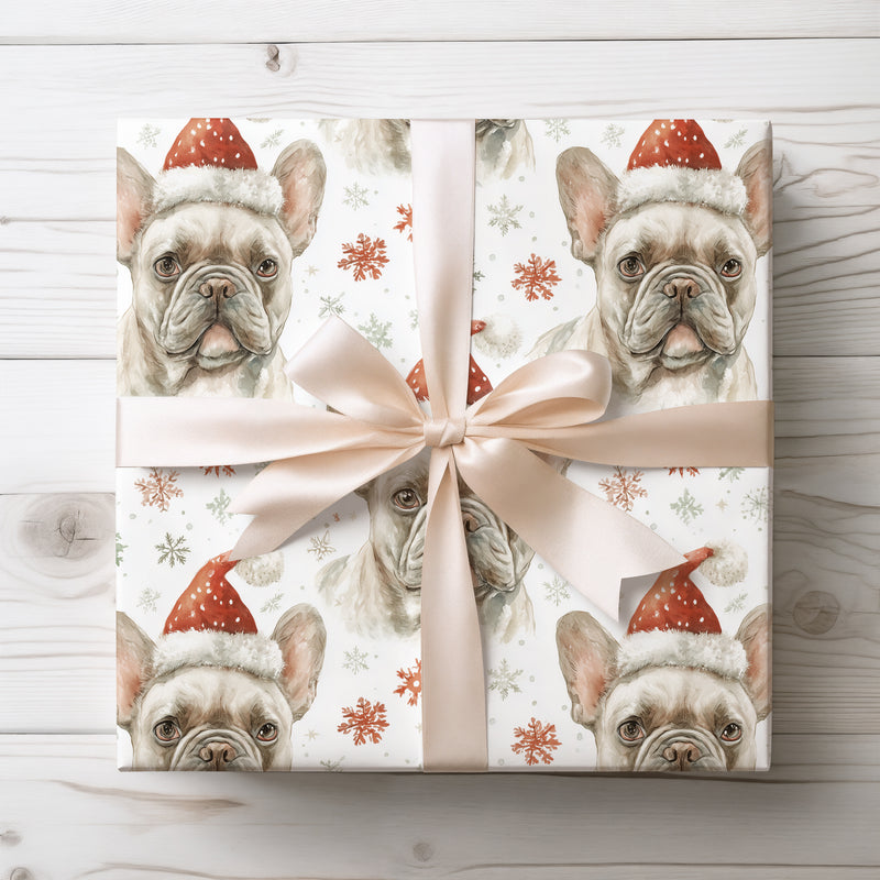 Santa Paws Frenchie - Adorable French Bulldog Christmas Gift Wrap