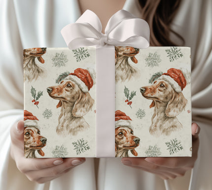 Santa's Sausage Dog - Festive Dachshund Christmas Gift Wrap