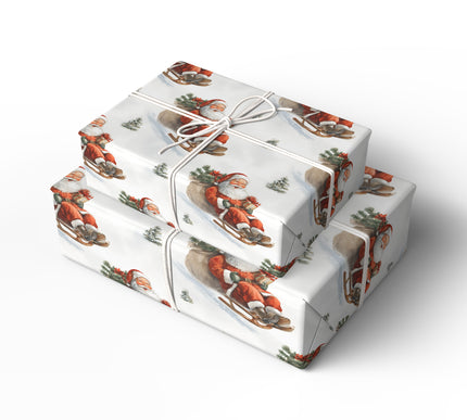 Sleigh Joy Ride - Santa Sledding Wrapping Paper