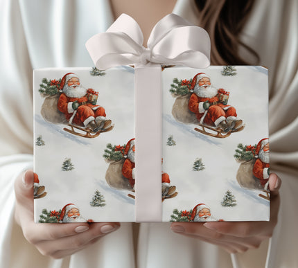 Sleigh Joy Ride - Santa Sledding Wrapping Paper