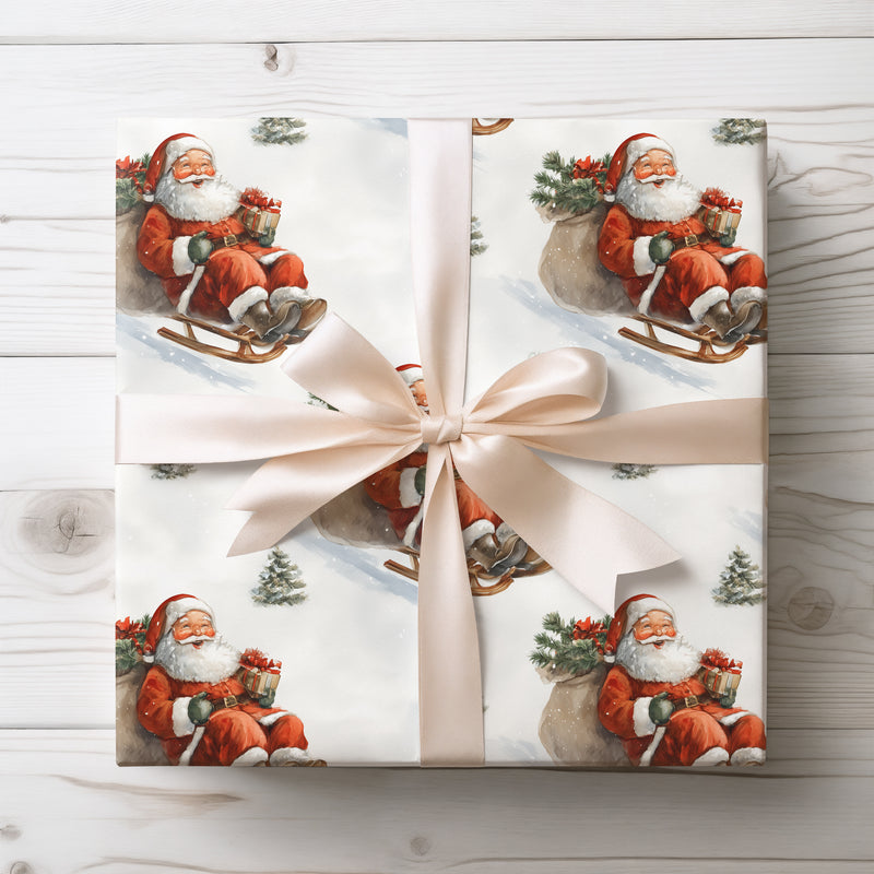 Sleigh Joy Ride - Santa Sledding Wrapping Paper