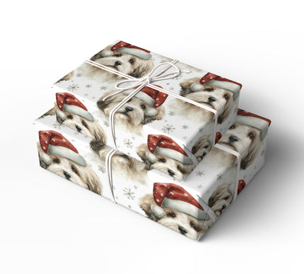Snowy Shih Tzu – Shih Tzu Dog with Santa Hat and Snowflake Christmas Wrapping Paper