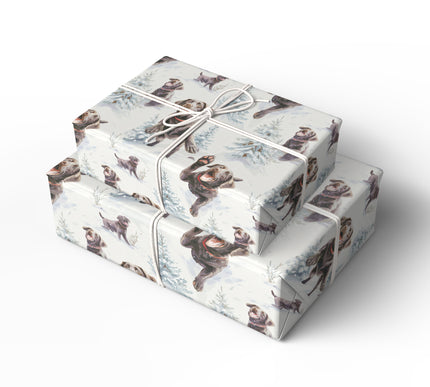 Frostpaw - Chocolate Labrador in the Snow Wrapping Paper