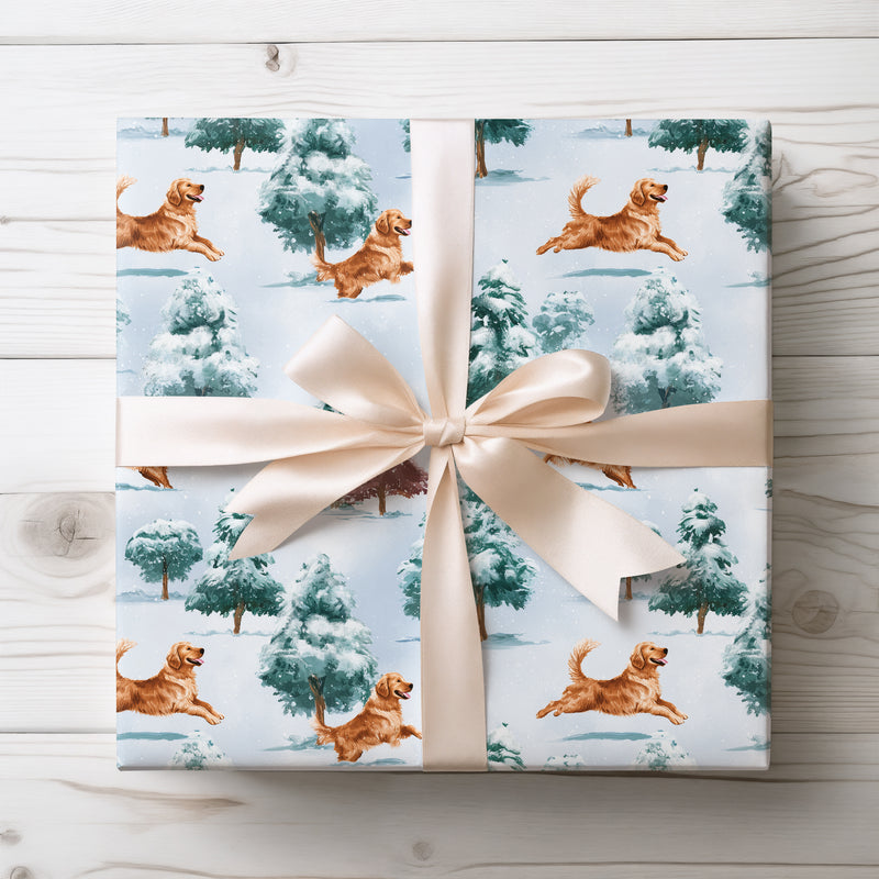 Snowpup Gleam - Golden Retriever in the Snow Wrapping Paper