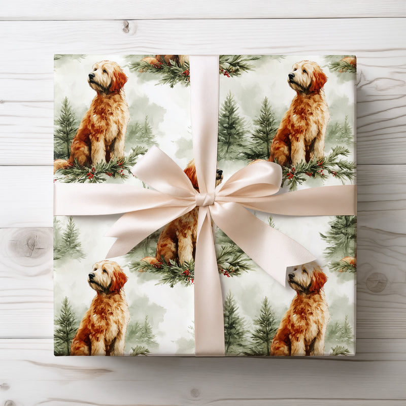 Woodland Whiskers - Forest Friend Goldendoodle Wrapping Paper