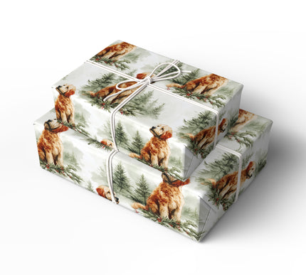 Woodland Whiskers - Forest Friend Goldendoodle Wrapping Paper