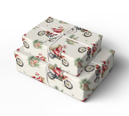 TurboGift Glide – Santa Motocrossing with a Sack of Presents Wrapping Paper