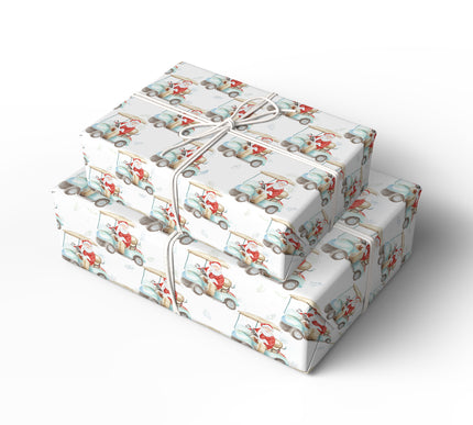 SantaDrive – Santa in Golf Cart Wrapping Paper