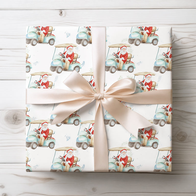 SantaDrive – Santa in Golf Cart Wrapping Paper