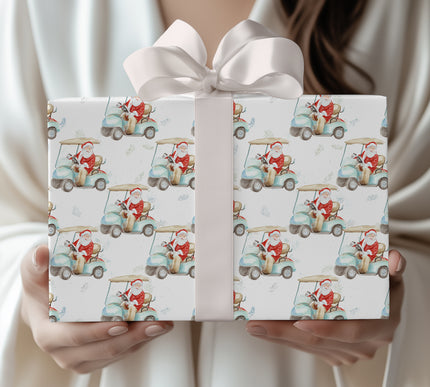 SantaDrive – Santa in Golf Cart Wrapping Paper