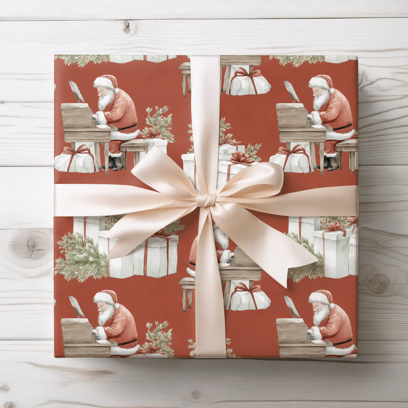 Santa’s Serenade - Santa Playing Piano Wrapping Paper