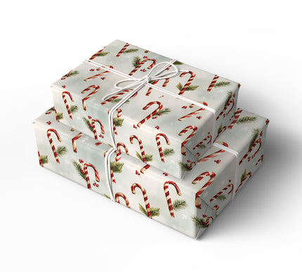 Snowy Sticks - Candy Cane Christmas Wrapping Paper