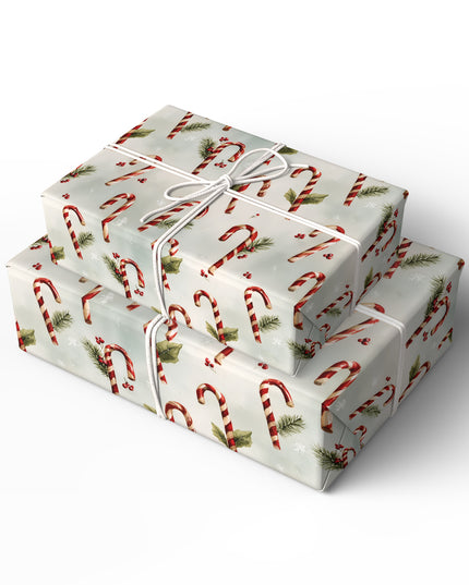 Snowy Sticks - Candy Cane Christmas Wrapping Paper