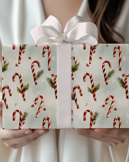 Snowy Sticks - Candy Cane Christmas Wrapping Paper