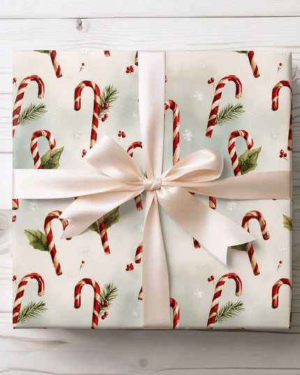 Snowy Sticks - Candy Cane Christmas Wrapping Paper