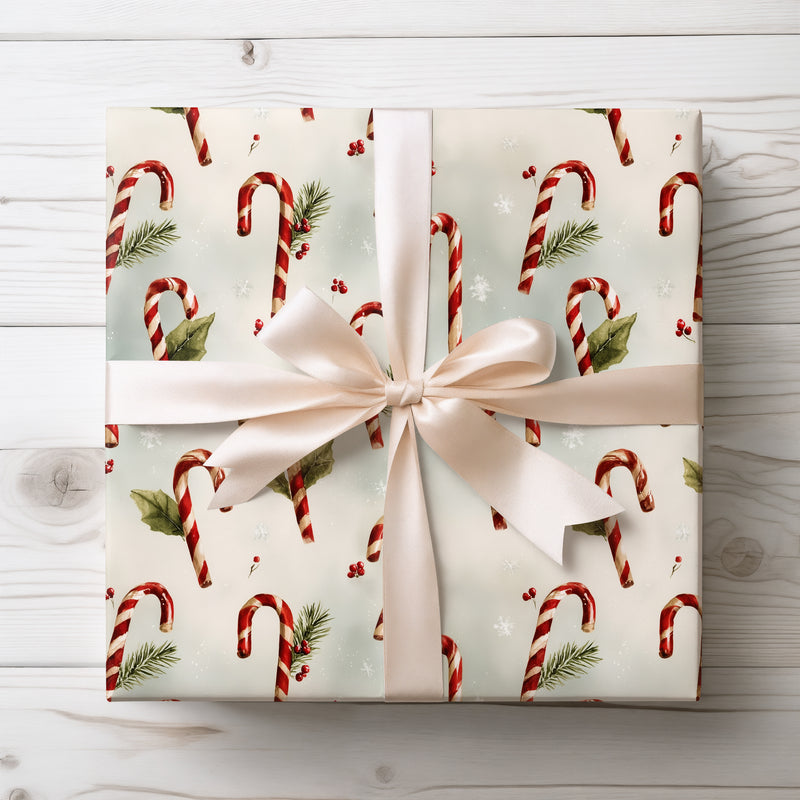 Snowy Sticks - Candy Cane Christmas Wrapping Paper