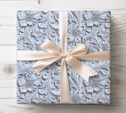 High-end embossed floral design wrapping paper offering a rich texture and sophisticated look for special gifts.