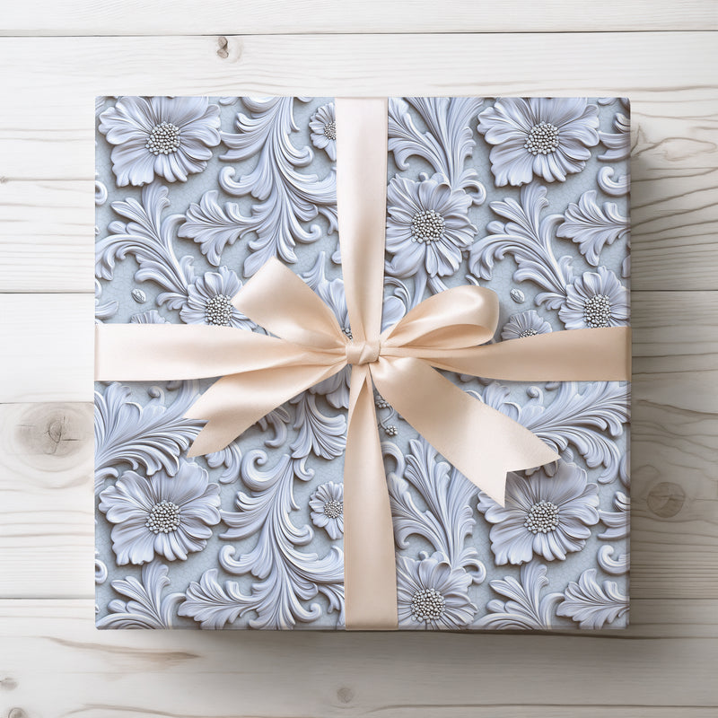 Murmuring Blooms - Luxurious Embossed Floral Wrapping Paper