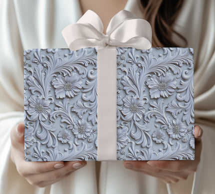 Murmuring Blooms - Luxurious Embossed Floral Wrapping Paper