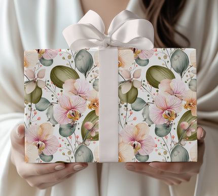 Petal Whisper - Elegant Orchid Floral Wrapping Paper