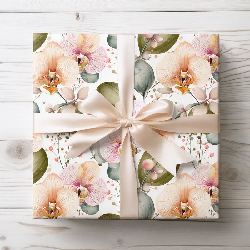 Petal Whisper - Elegant Orchid Floral Wrapping Paper