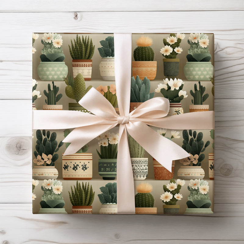 Thornweave – Earthy Boho Cactus Planter Collection Wrapping Paper