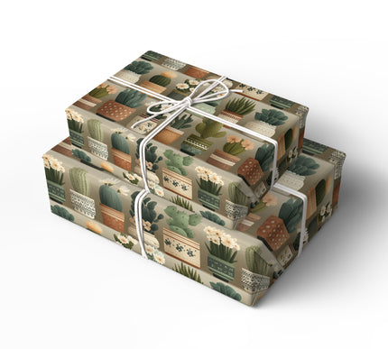 Thornweave – Earthy Boho Cactus Planter Collection Wrapping Paper