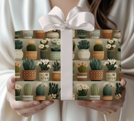 Thornweave – Earthy Boho Cactus Planter Collection Wrapping Paper