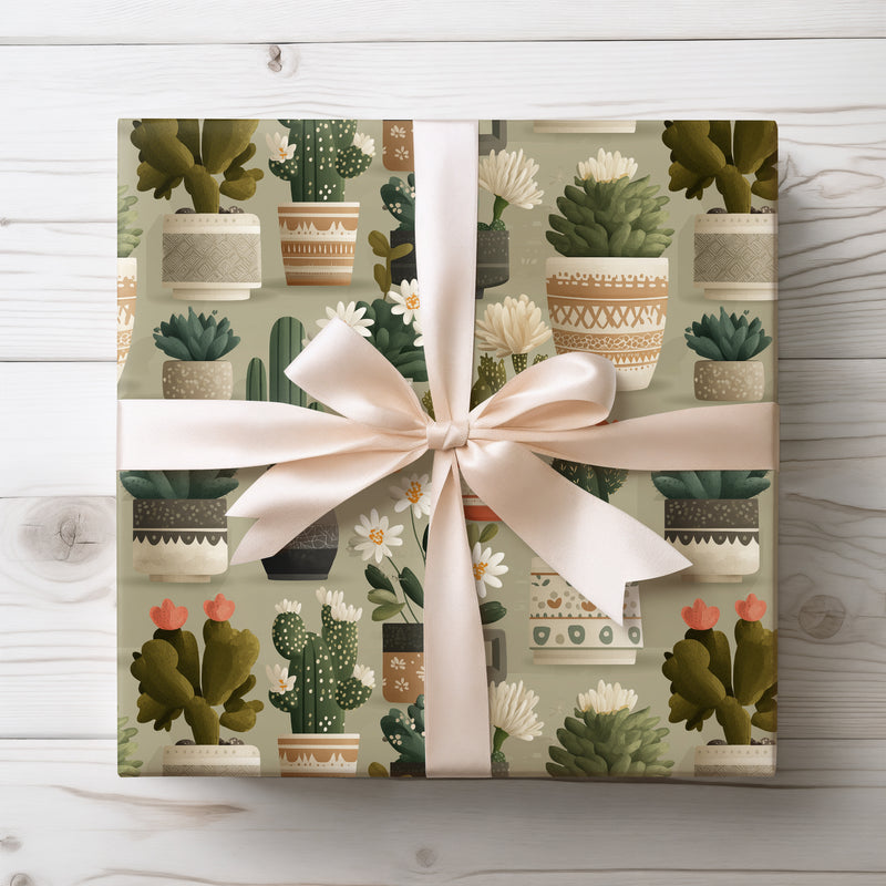 DesertGlint - Cacti & Succulent Botanical Wrapping Paper
