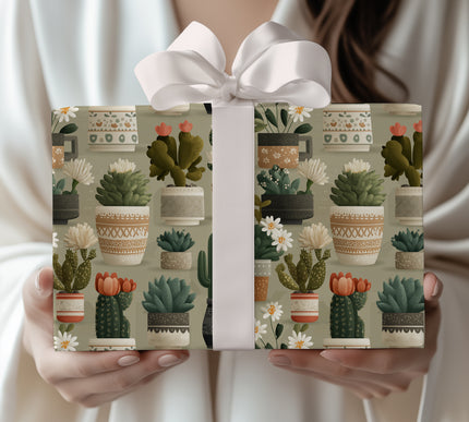 DesertGlint - Cacti & Succulent Botanical Wrapping Paper