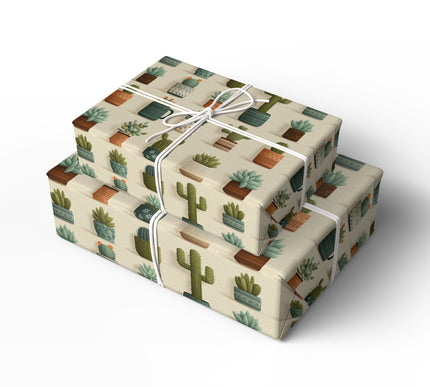 Cactora – Desert Succulent & Cactus Pot Garden Wrapping Paper