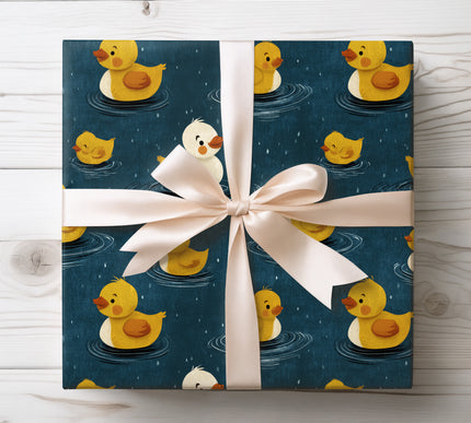 Brighten rainy days with SunnyWaddle wrapping paper featuring cute yellow ducklings. Ideal for playful and cheerful gift wrapping.