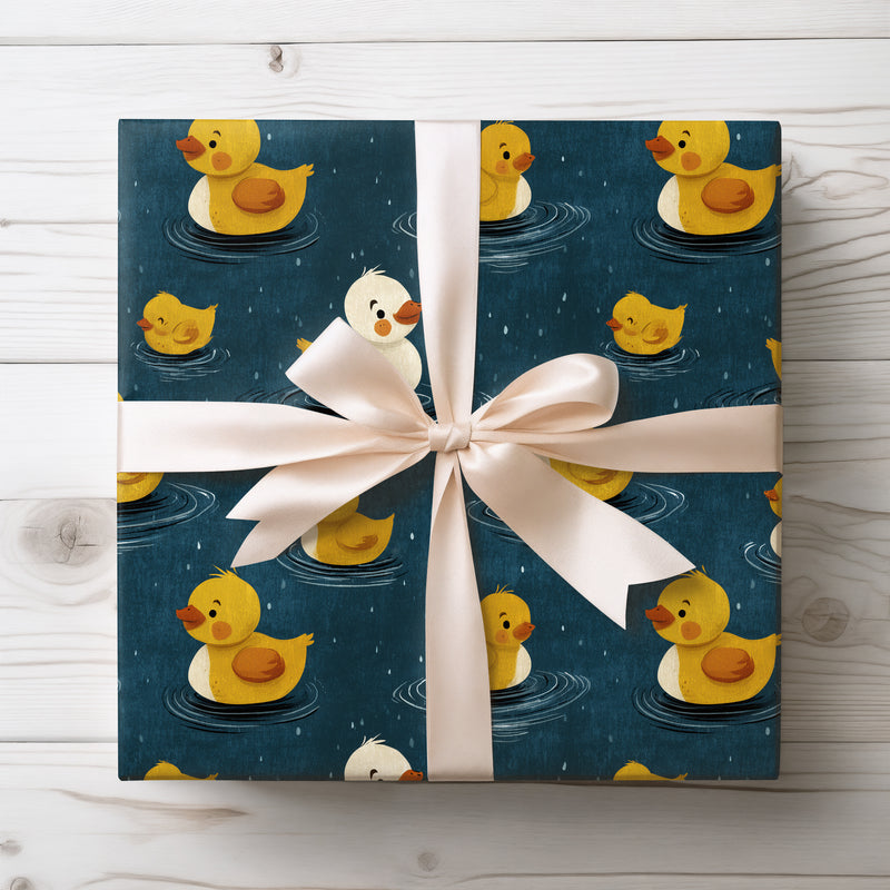 SunnyWaddle – Cute Yellow Ducklings in the Rain Wrapping Paper