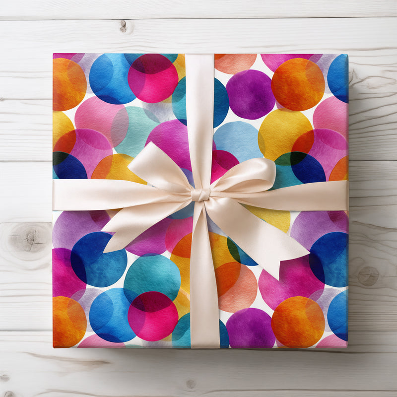Confettica – Colorful Watercolor Confetti Circle Wrapping Paper