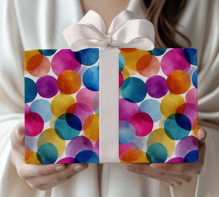 Confettica – Colorful Watercolor Confetti Circle Wrapping Paper