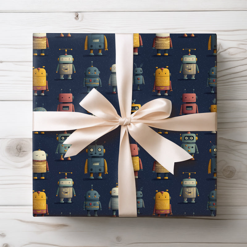 Gearpixo – Playful Cartoon Robot Kids Wrapping Paper