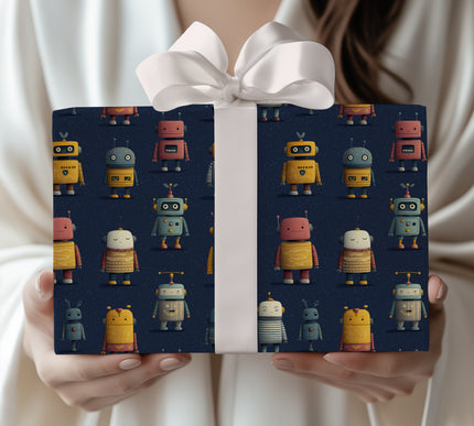 Gearpixo – Playful Cartoon Robot Kids Wrapping Paper