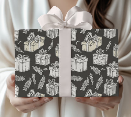 PineGift – Hand-Drawn Christmas Gift Boxes Wrapping Paper