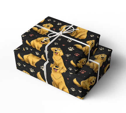 Sunlit Wagging Wonders – playful golden retriever gift wrap