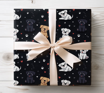 Bring smiles with Rainbow Rover Romp wrapping paper, decorated with lively labrador illustrations. Ideal for playful gift presentations.