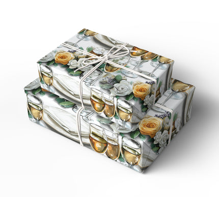 Sparkling Celebration Table – Elegance Wedding Champagne Wrapping Paper