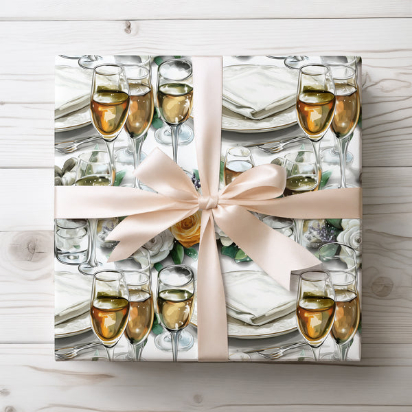 Sparkling Celebration Table – Elegance Wedding Champagne Wrapping Paper
