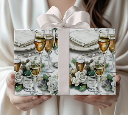 Sparkling Celebration Table – Elegance Wedding Champagne Wrapping Paper