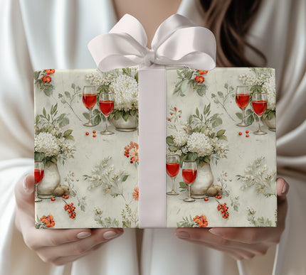 Champagne & Petal Soirée – Elegant Floral Wrapping Paper