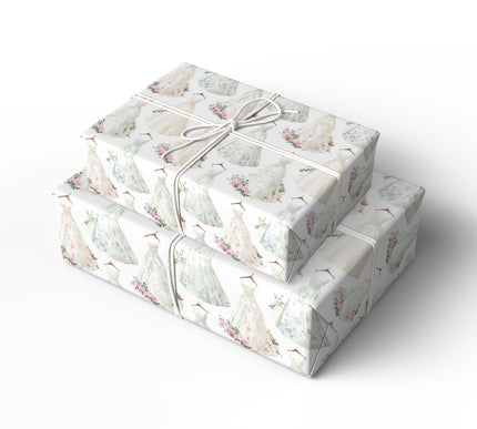 Everlasting Bride – Wedding dress floral seamless wrapping paper