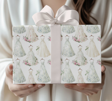 Everlasting Bride – Wedding dress floral seamless wrapping paper