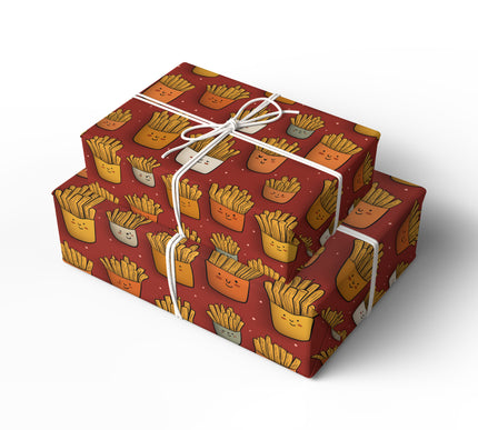 Golden Crunch Cuties - Happy Fries Pattern Wrapping Paper