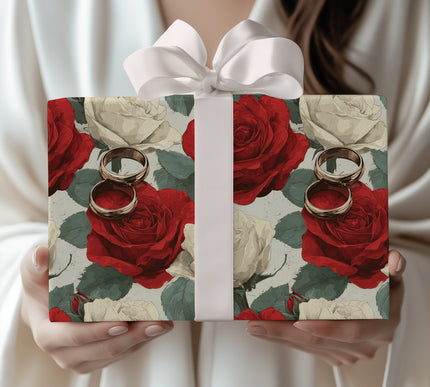 Eternal Rose Promises – Classic Wedding Bands Wrapping Paper